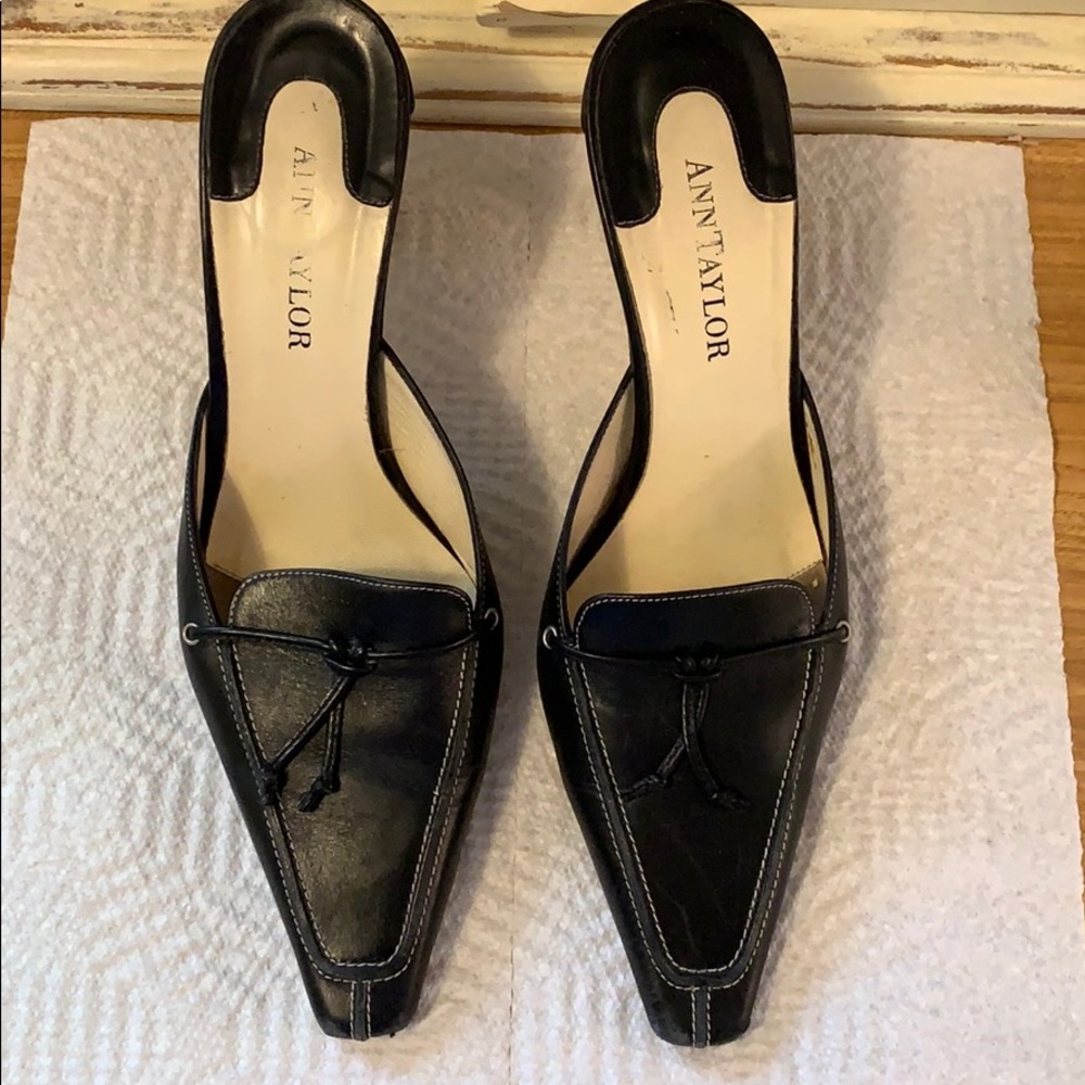 Black slides, 2” heels classic Ann Taylor sz 7 1/2